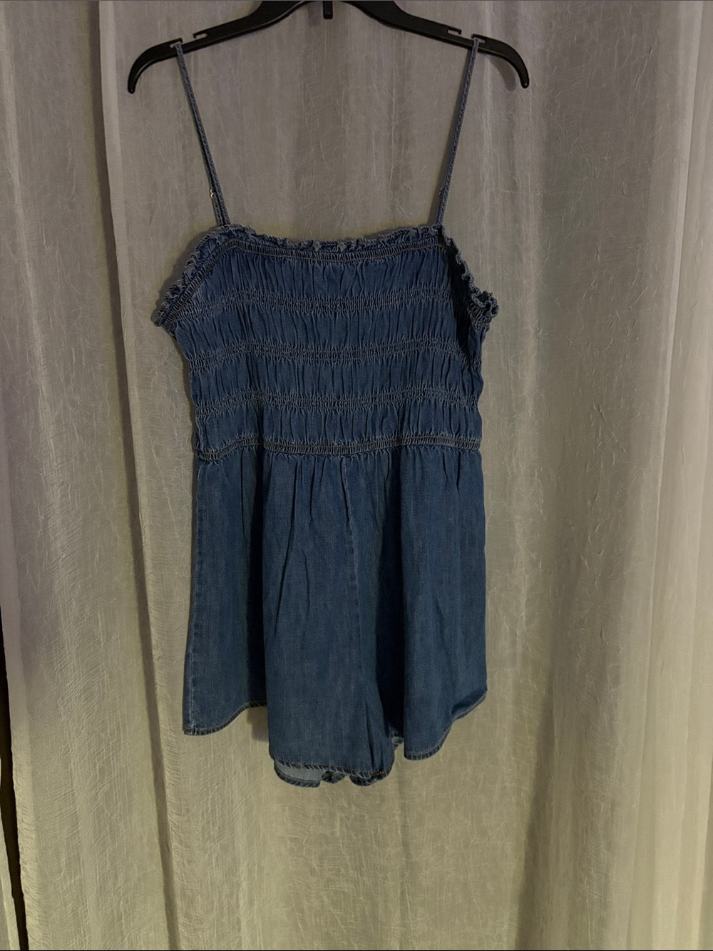 Smocked Denim Blue Women's Cami Top